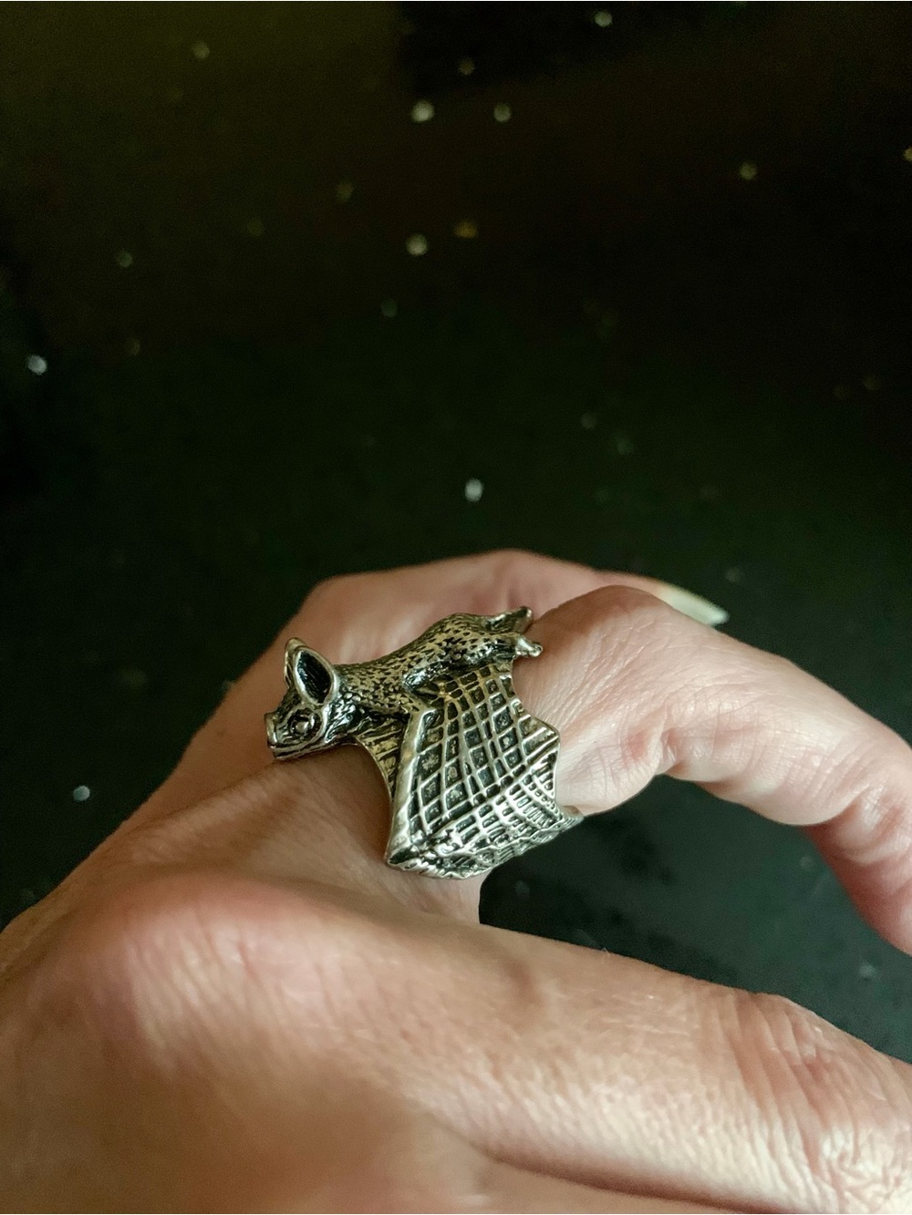 Silver Bat Wrap Ring - Unisex Accessories Size 7 #0061